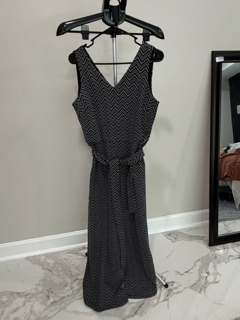T Tahari Jumpsuit - Black and Gray Chevron